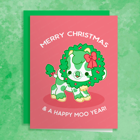 Evergreen Cow Holiday Card