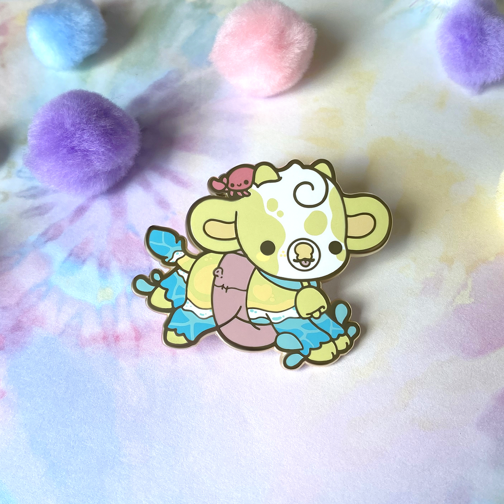 Sandy the Beach Cow Enamel Pin