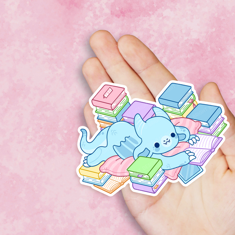 Book Hoarding Dragon Vinyl Sticker