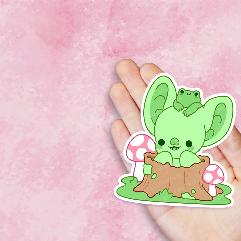 Frog Log Bright Bat Vinyl Sticker