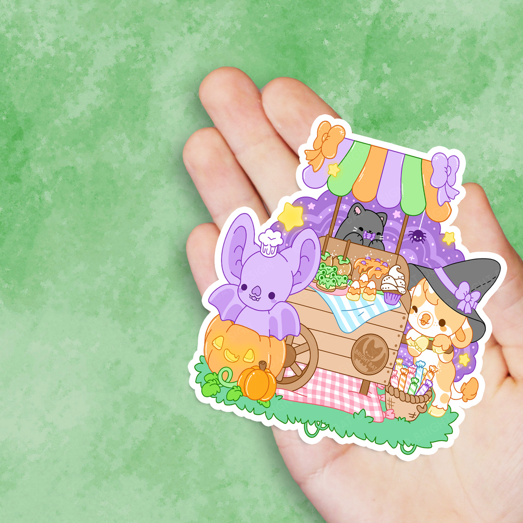 Halloween Market Cart Vinyl Sticker