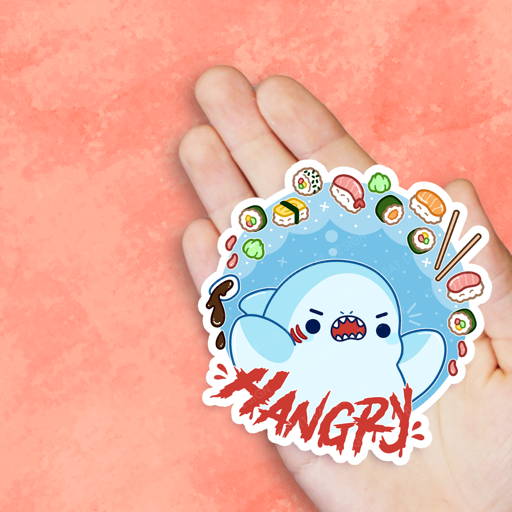 Hangry Shark Vinyl Sticker