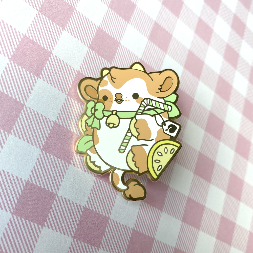 Earl (Grey) the Iced Tea Cow Nugget Enamel Pin