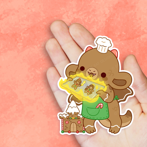 Jolly the Gingerbread Dragon Vinyl Sticker