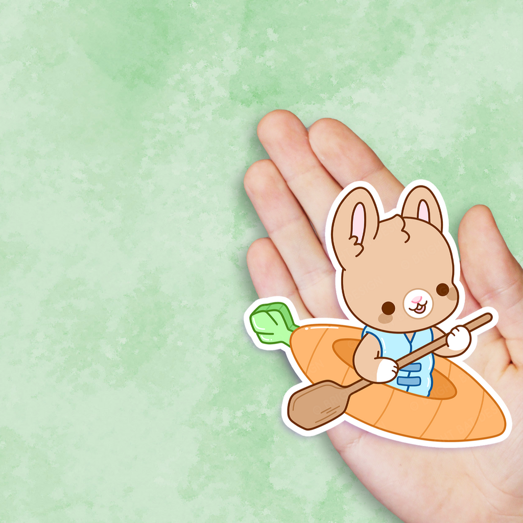 Kayaking Bunny Vinyl Sticker