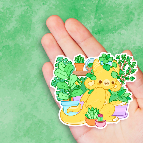 Houseplant Hoarding Dragon Vinyl Sticker