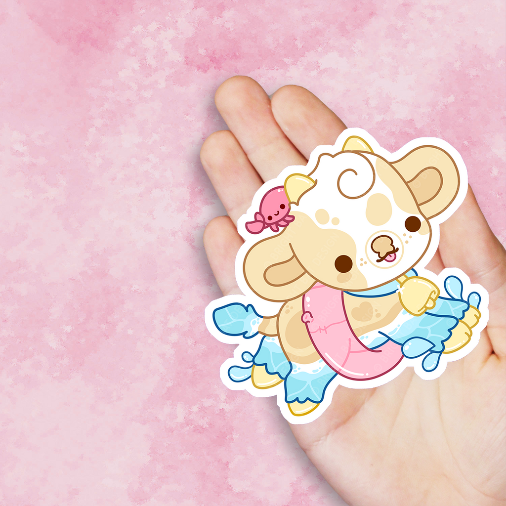 Sandy the Beach Cow Vinyl Sticker