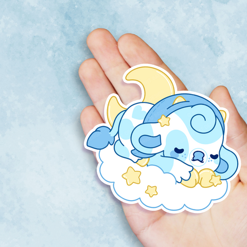 Snooze the Sleepy Cow Vinyl Sticker