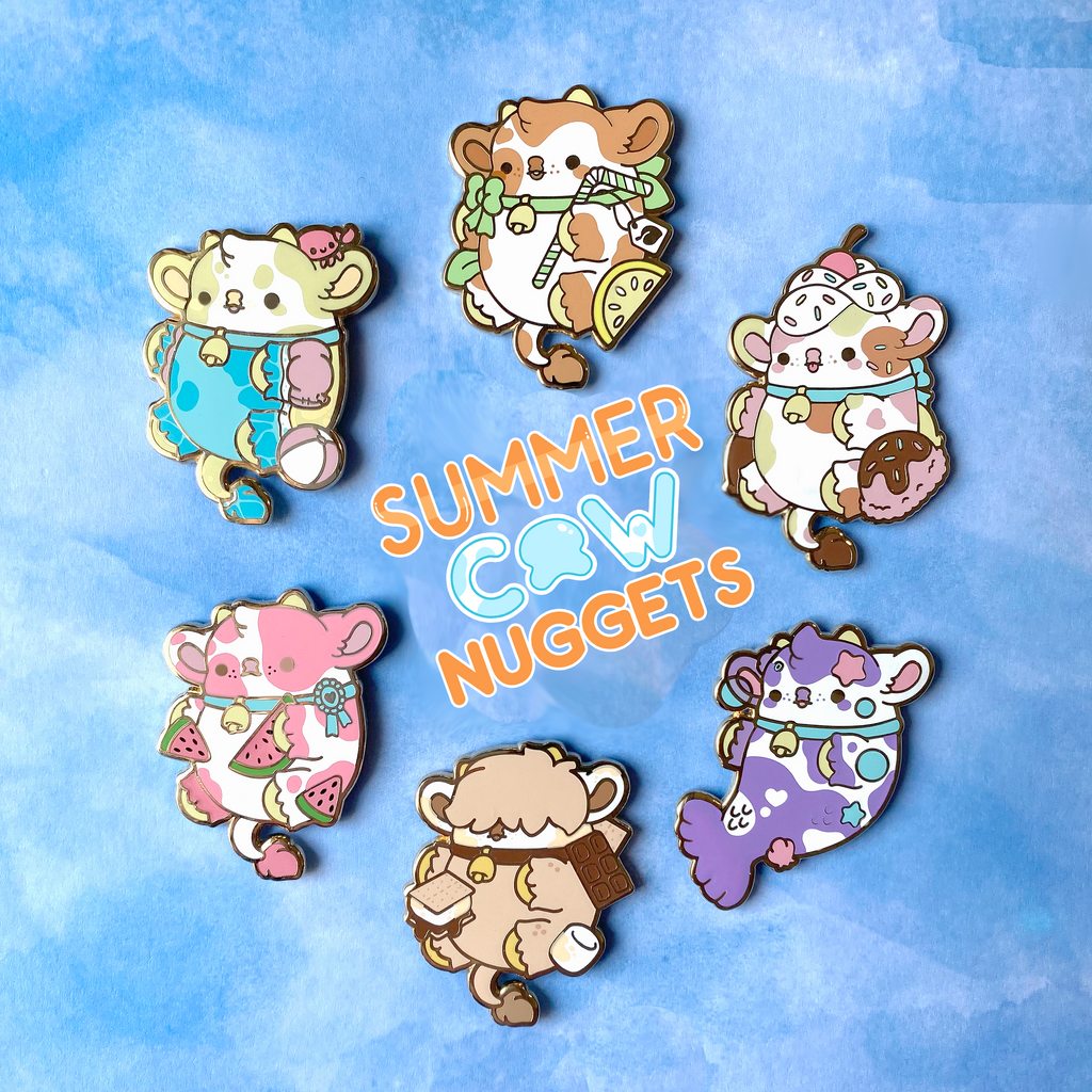 Summer Cow Nuggets Enamel Pins - Full Set