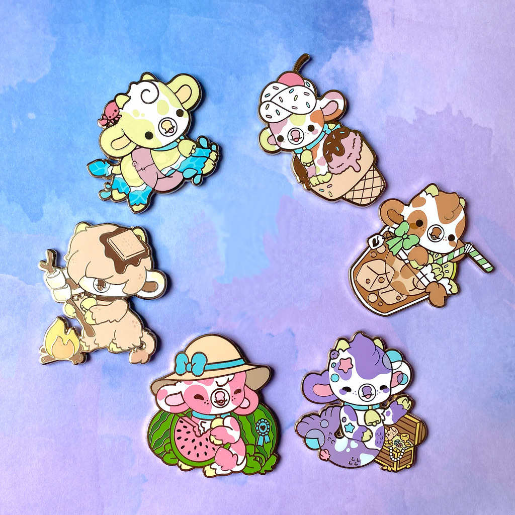 Summer Cows Enamel Pins - Full Set