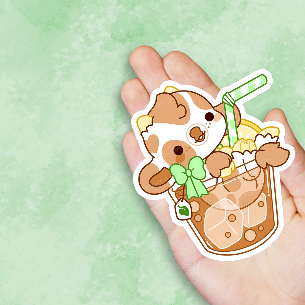Earl (Grey) the Iced Tea Cow Vinyl Sticker