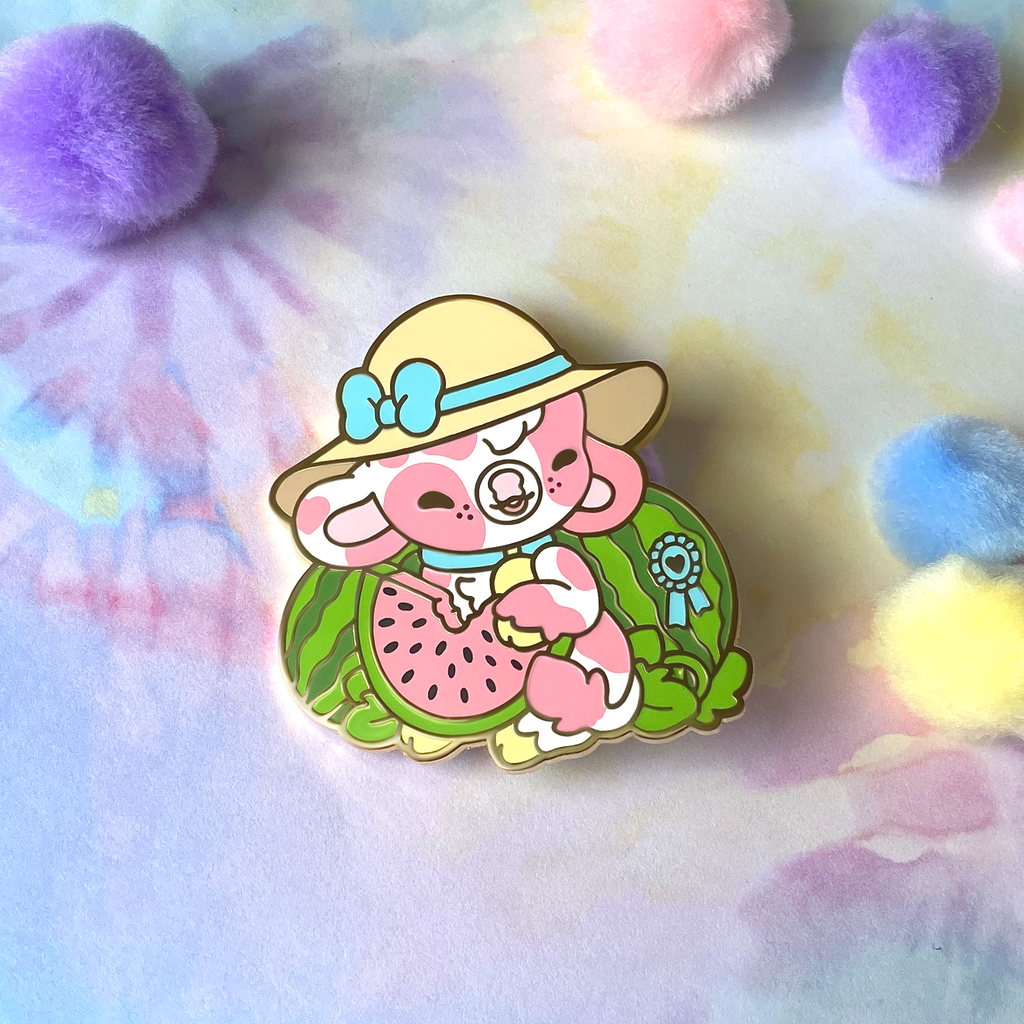 Sorbet the Watermelon Cow Enamel Pin