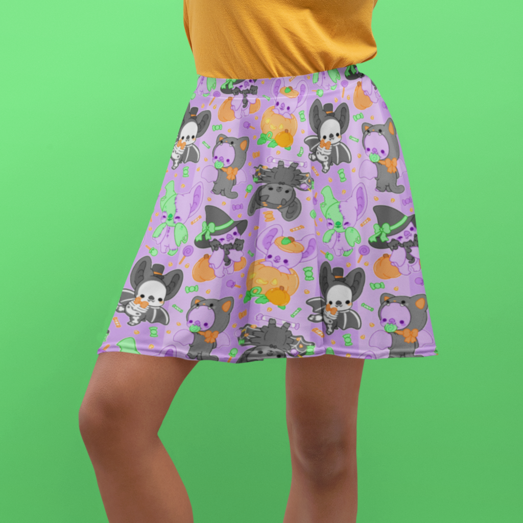Halloween Bright Bats Skirt