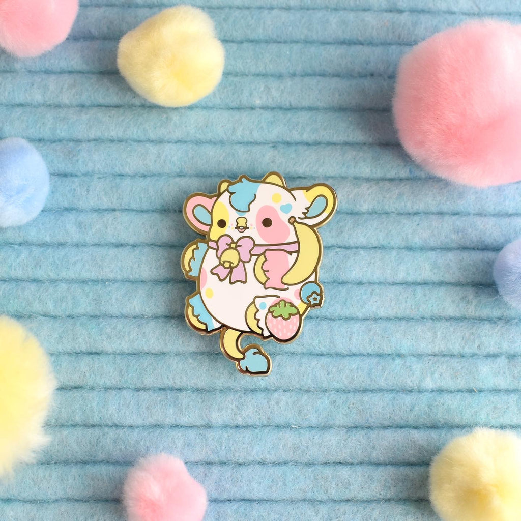 Smoothie Rainbow Cow Nugget Enamel Pin