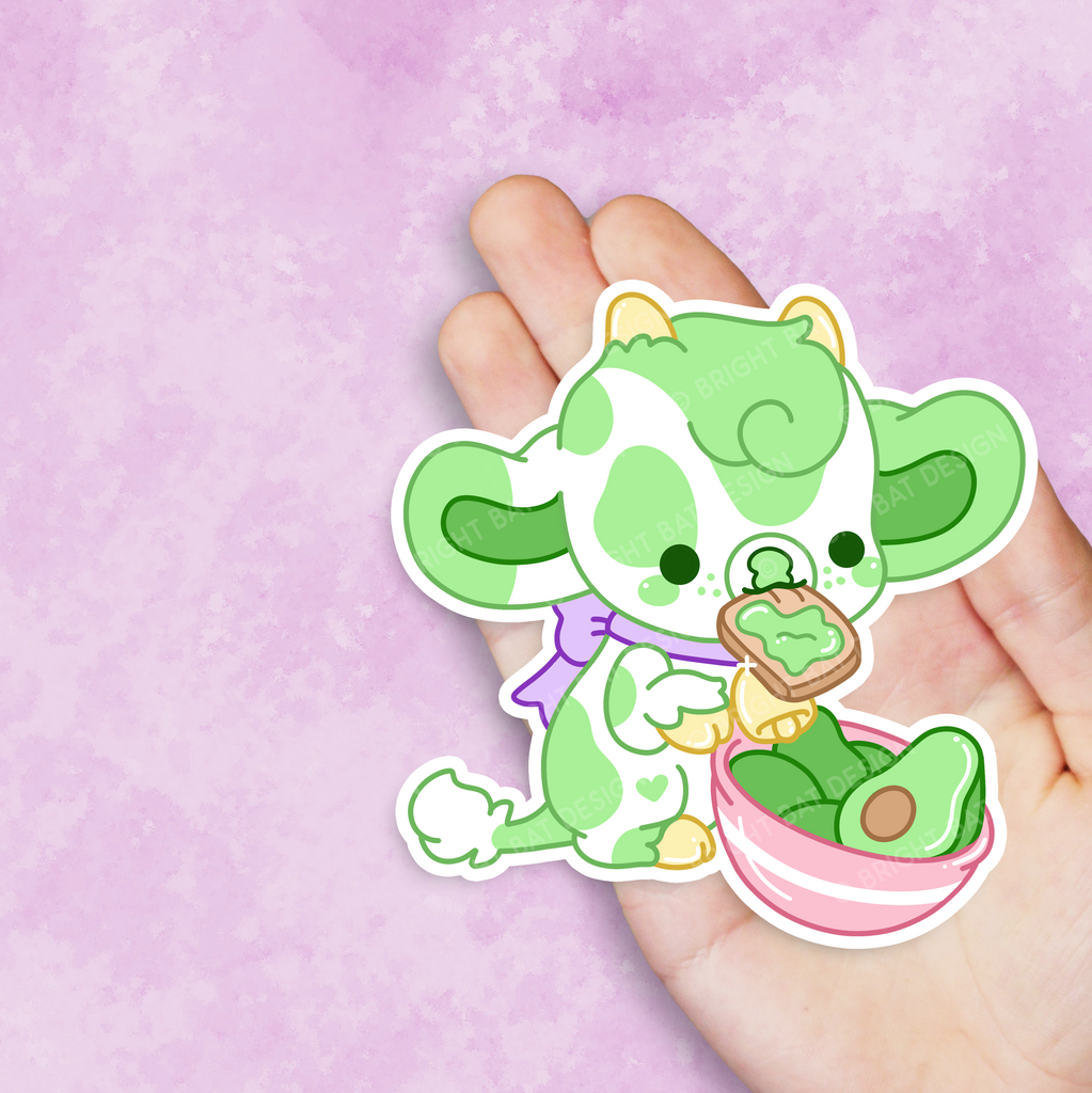 Guacamole the Avocado Cow Vinyl Sticker