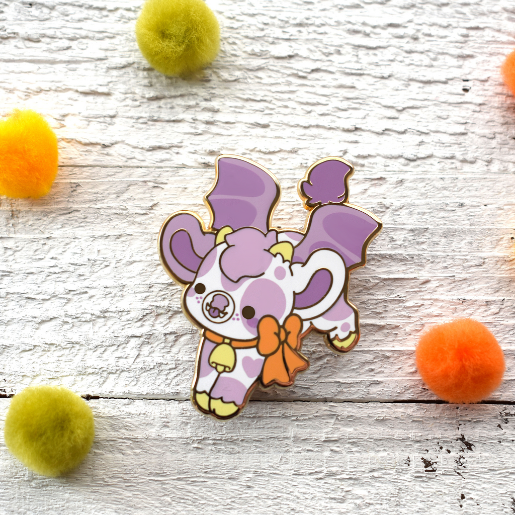 Boo the Bat Cow Enamel Pin