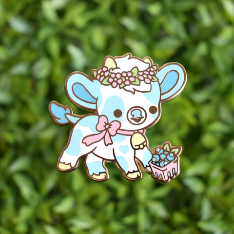 Cobbler the Blueberry Cow Enamel Pin