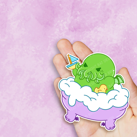 Cthulhu in the Tub Vinyl Sticker