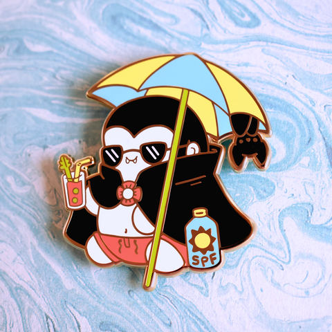 Dracula on the Beach Enamel Pin