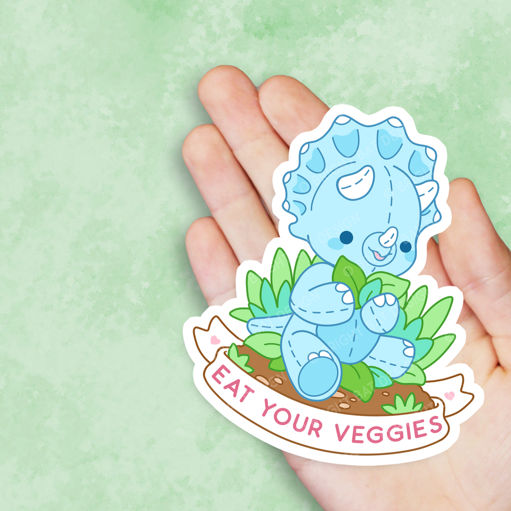 Eat Your Veggies Dino Vinyl Sticker