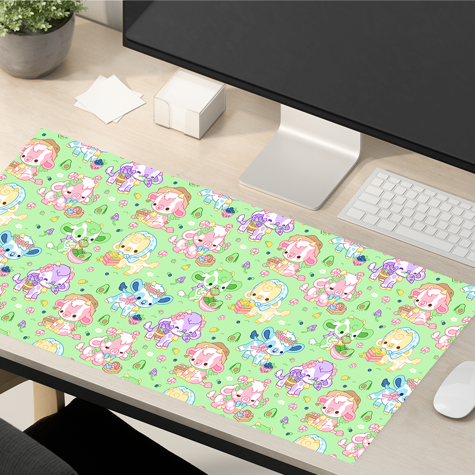 Garden Cows Large Desk Mat