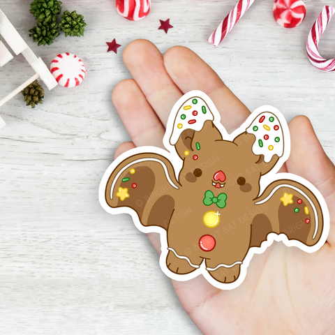 Gingerbread Bat Vinyl Sticker