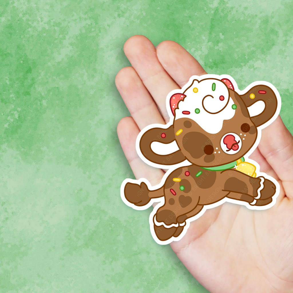 Gumdrop the Gingerbread Cow Vinyl Sticker