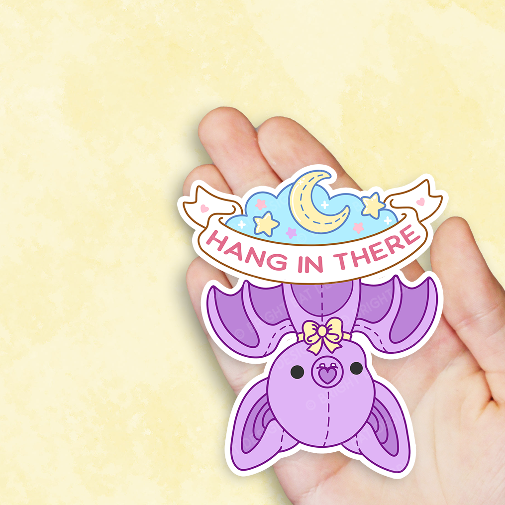 Hang in There Bat Vinyl Sticker