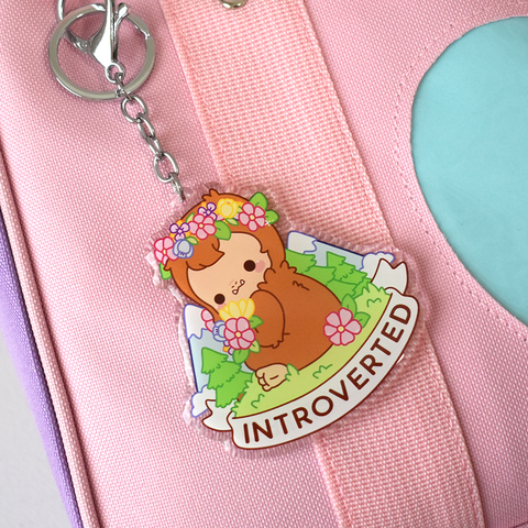Introverted Bigfoot Charm Keychain