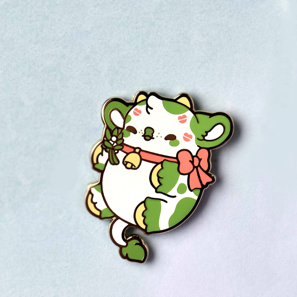 Smooch the Mistletoe Cow Nugget Enamel Pin