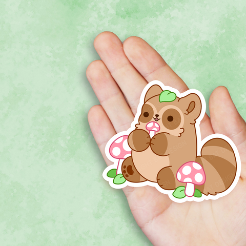 Mushroom Raccoon Nugget Vinyl Sticker