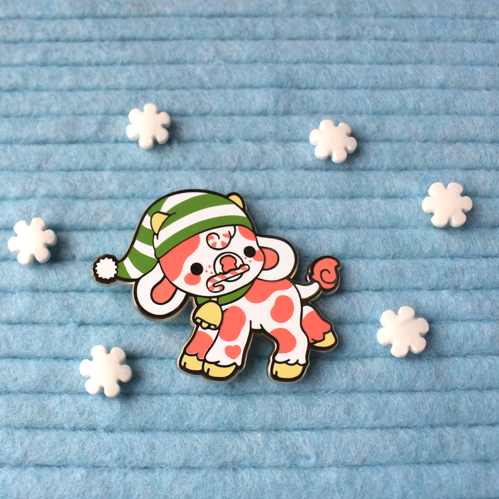 Swirl the Peppermint Cow Enamel Pin