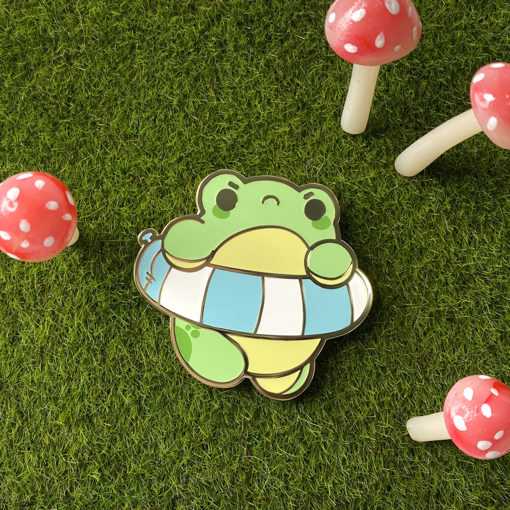 Swimming Frog Nugget Enamel Pin