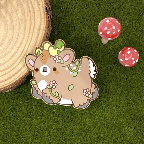 Flower Deer Nugget Enamel Pin