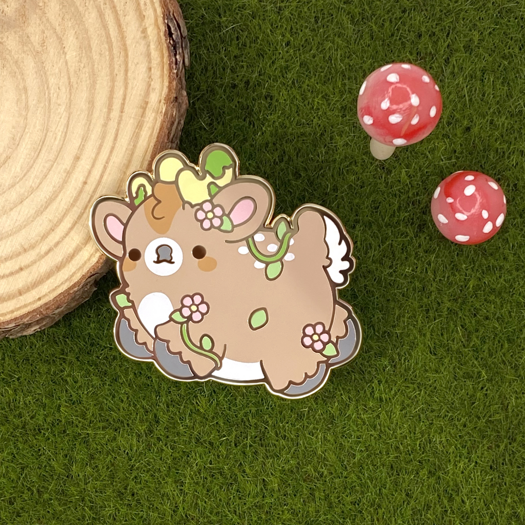 Flower Deer Nugget Enamel Pin