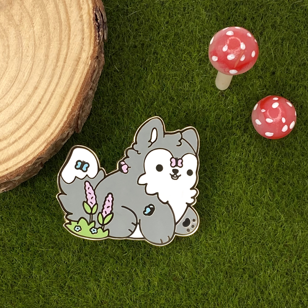 Butterfly Wolf Nugget Enamel Pin