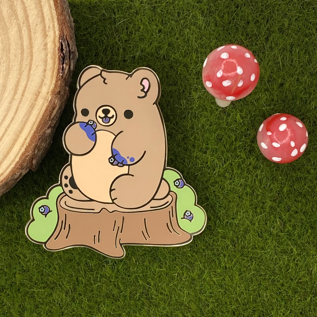 Blueberry Bear Nugget Enamel Pin