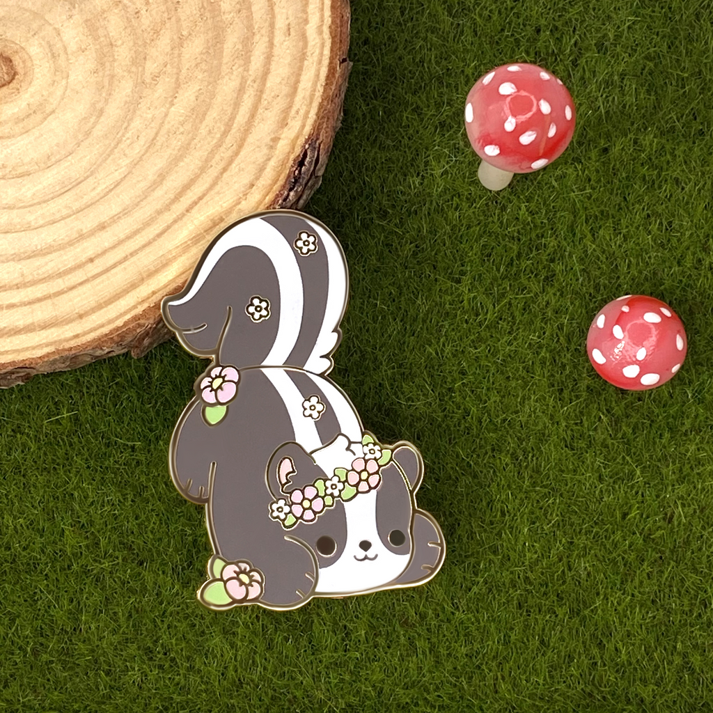 Flower Skunk Nugget Enamel Pin