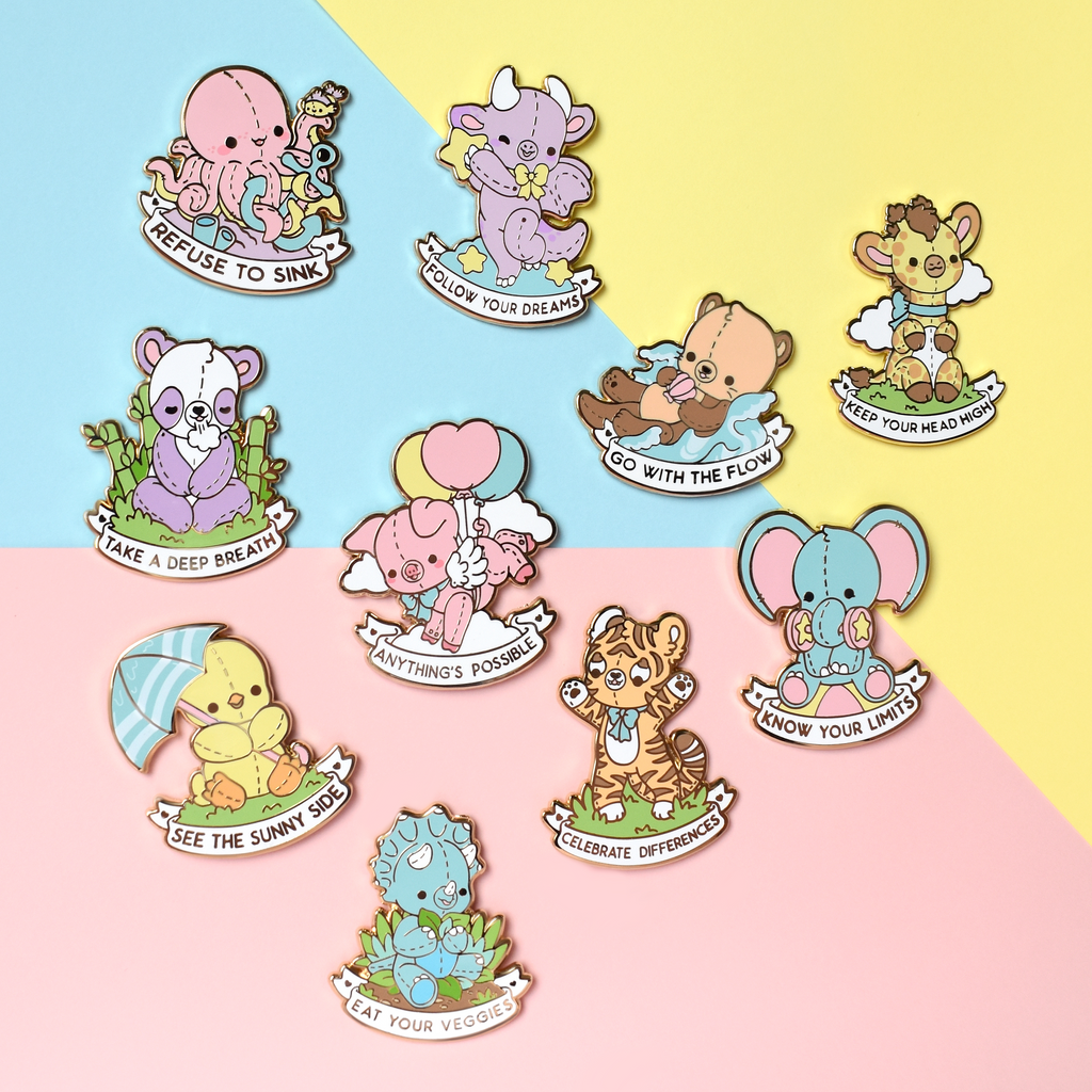 Self Care Plushie Pals 2 Enamel Pins - Full Set