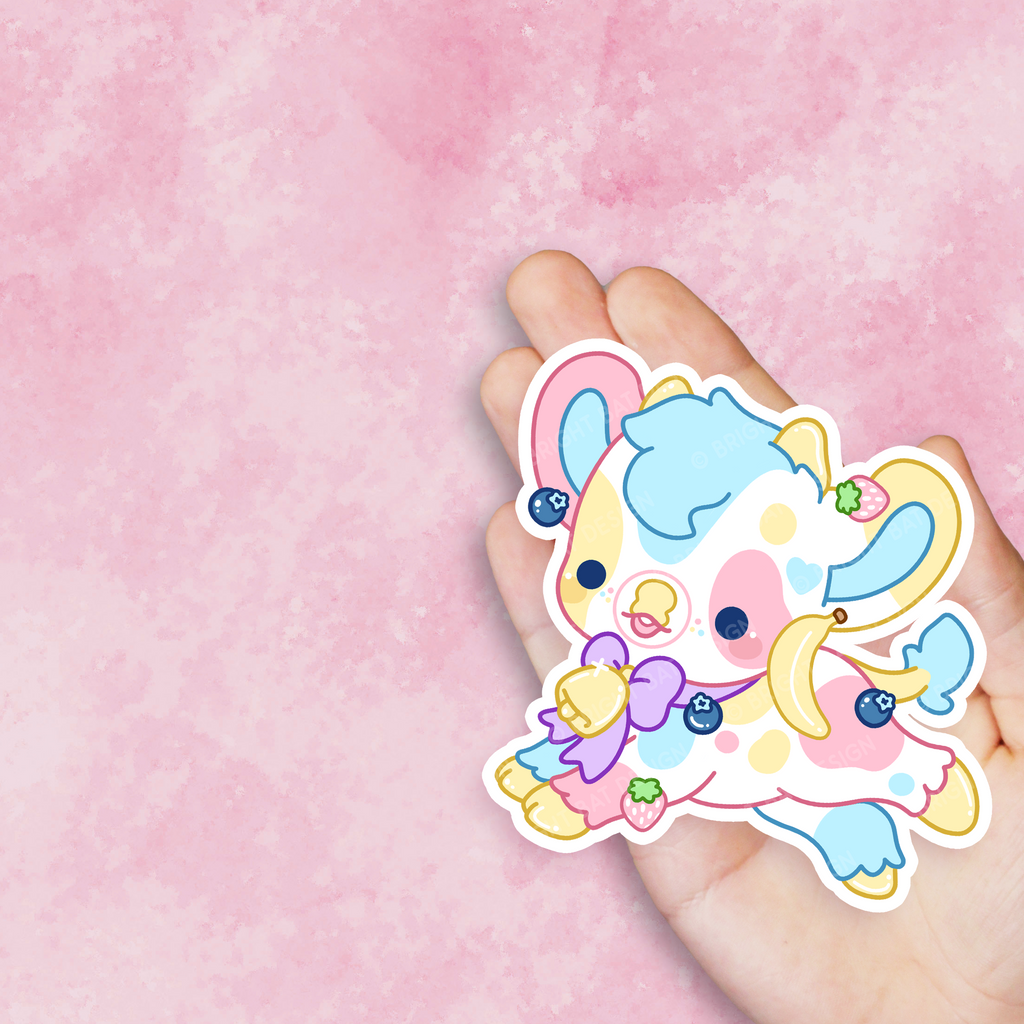 Smoothie Rainbow Cow Vinyl Sticker
