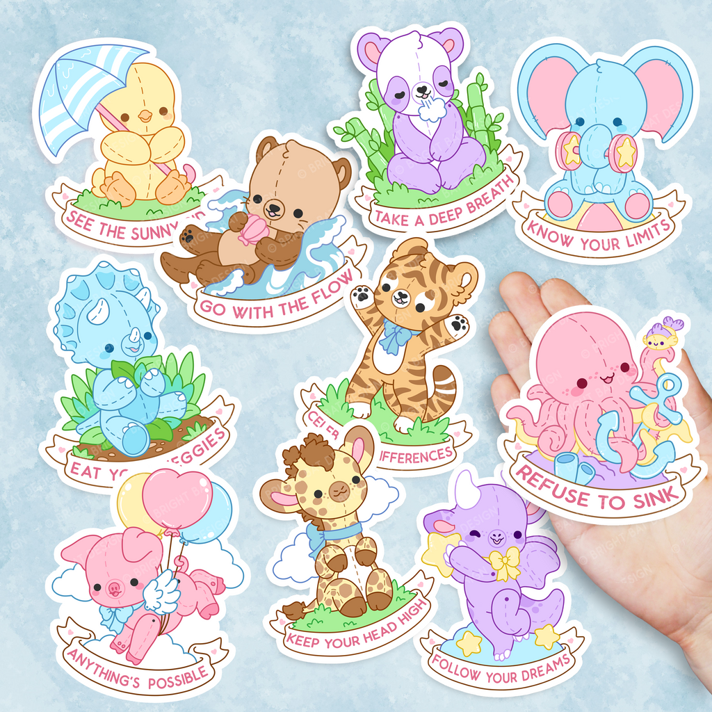 Self Care Plushie Pals 2 Vinyl Sticker Set