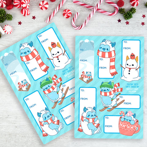 Snow Yeti Gift Tag Sheets (2 Pack)