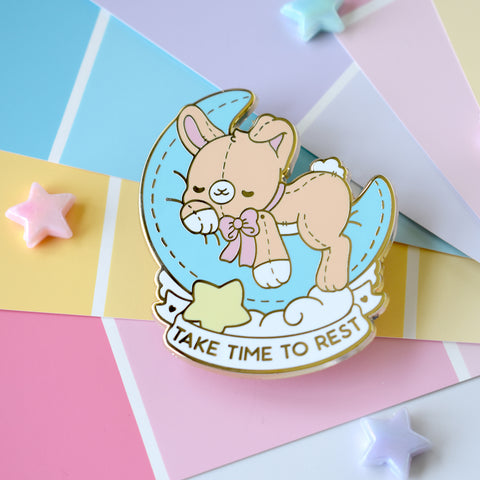 Take Time To Rest Bunny Enamel Pin