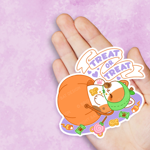 Treat or Treat Halloween Cat Vinyl Sticker