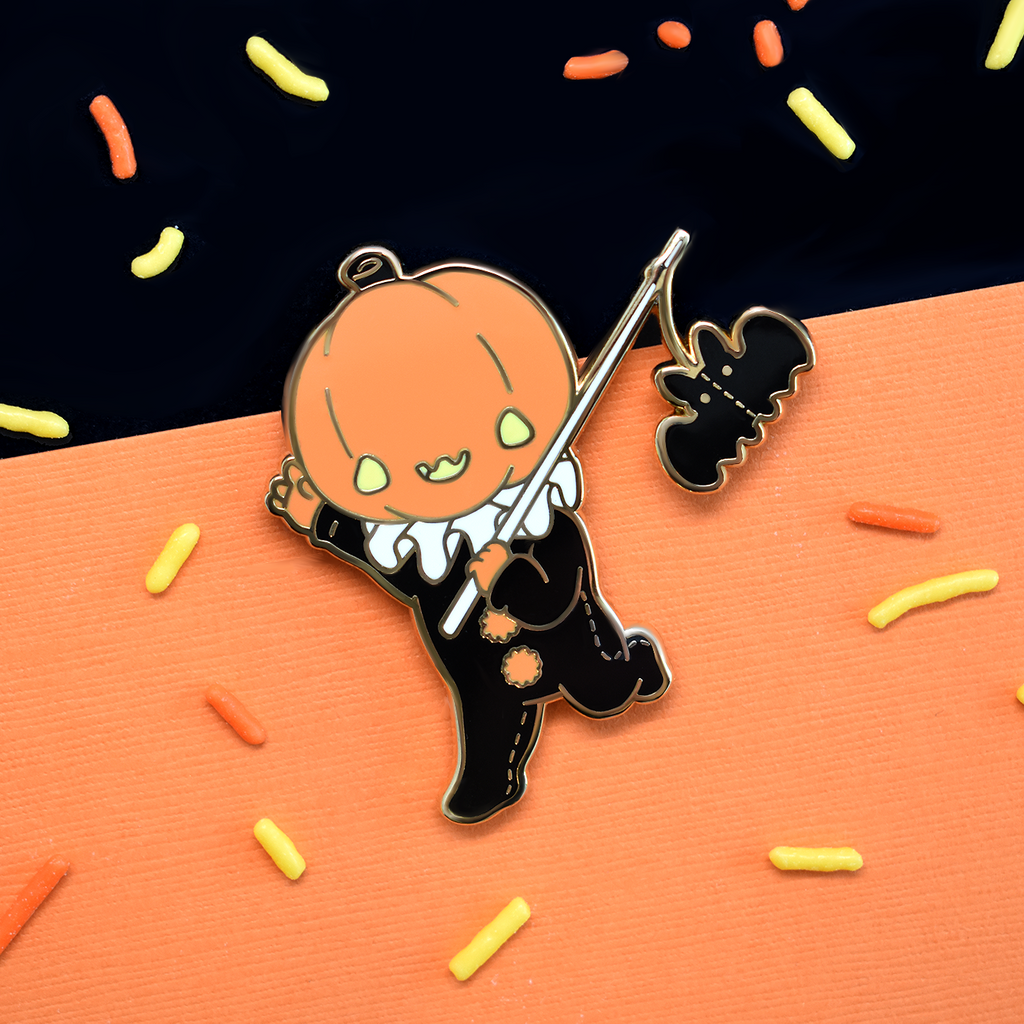 Vintage Halloween Pumpkin Boy Enamel Pin