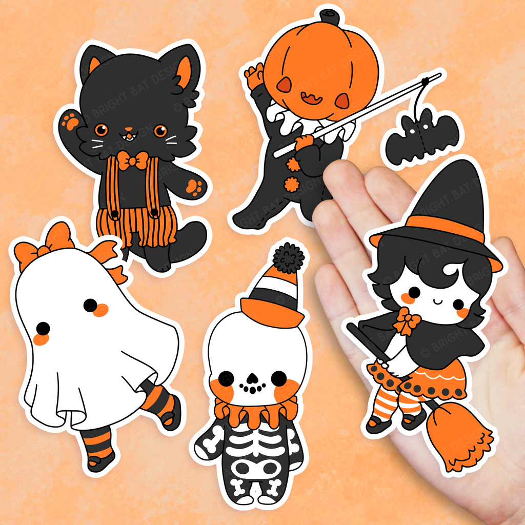 Vintage Halloween Vinyl Sticker Set