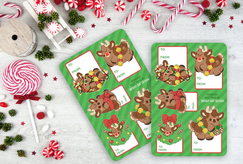 Holiday Reindeer Gift Tag Sheets (2 Pack)