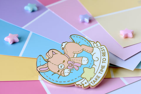 Take Time To Rest Bunny Enamel Pin