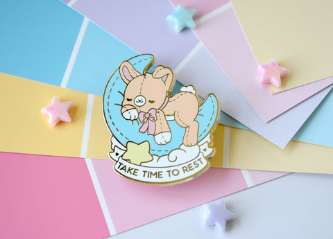 Take Time To Rest Bunny Enamel Pin