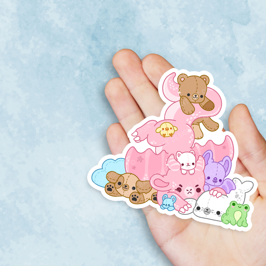 Plushie Hoarding Dragon Vinyl Sticker